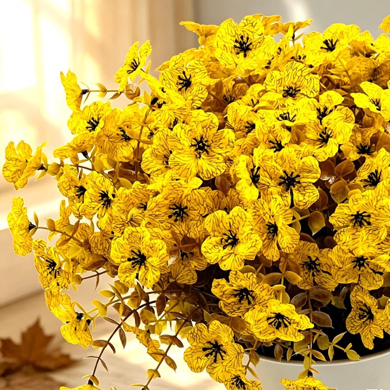 12 Plantas Artificiales con Flores para Decoración al Aire Libre