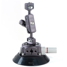 IMT 4.5" Camera Suction Cup Mount for Car with 1/4" & 3/8" Screws, Vehicle Quick Release Pump-actived Vacuum Suction Mount with 360° Ball Head for Phone, Action Camera, Lightweight DSLR Cameras