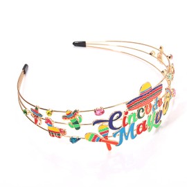 vokone Cinco De Mayo Headband for Women,Mexican Avocado Sombrero Headbands Multi Layer Crystal Hairbands Holiday Hair Accessory Gifts