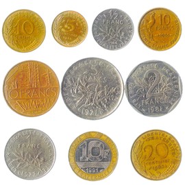 France 10 Mixed Coins | Old French Currency | Centimes | Francs | 1944-2002