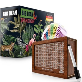 BigDean Wooden Money Box with Target 3000€ - Money Box in Gift Box