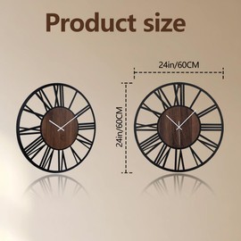 Jassurance Large Lighted Wood Wall Clock Remote Control, Roman Numeral Modern Decorative Clock with Silent Movement, Battery Operated Clocks for Living Room Decor