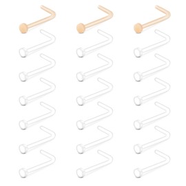 Longita Clear Nose Studs Clear Nose Rings for Work Plastic Nose Rings for Surgery Clear Nose Piercing Retainer Nose Retainer Plastic Nose Stud 18g Invisible Nose Ring Spacers Skin Color