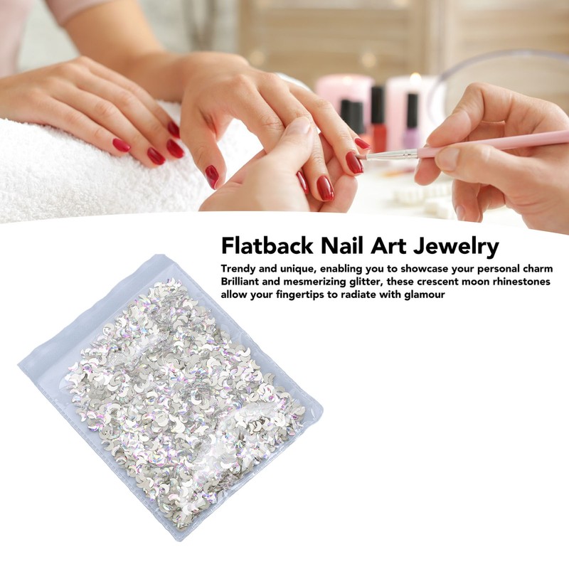 Crescent Moon Rhinestone Flatback Nail Art Jewelry Glittering Secure Fit