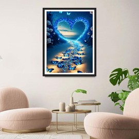 QINRUBB DIY Heart Diamond Painting Kits, Full Drill Butterflies Diamond Art Painting Kits for Adults Beginners, DIY 5D Love Painting by Numbers Dreamland Diamond Art Kits for Home Decor 12x16inch