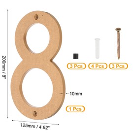 PATIKIL 8 Inch House Numbers, House Address Numbers Sign Large Floating Modern Home Number with Screws for Outside Door Wall Street, Gold, 8