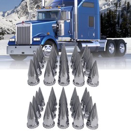 czyopo Spike Lug Nut Covers 33mm x 4 3/4" Thread-on Spike Top ABS Chromed Lug Nut Caps for Semi Trucks Wheel (40PCS)