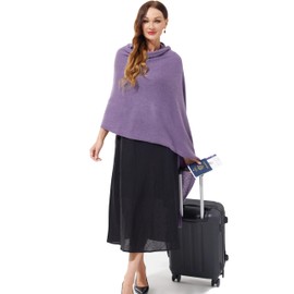 VIKIDEER 100% Cashmere Wrap Knitted Pashmina Scarf Shawl Extra Large Long Stole for Women Wayfarer Travel Dark Purple