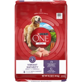 Purina ONE High Protein Senior Dry Dog Food, +Plus Vibrant Maturity Adult 7+ Formula - 16.5 lb. Bag