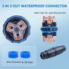 MELIFE 5PCS IP68 Waterproof Electrical Cable Connector, Outdoor 3 Pin