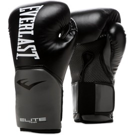 Everlast Elite 2 8oz Boxing Gloves Black/Grey Sandbag Pads & Sparring Ergonomic Grip Bar Split Foam - Original Everlast
