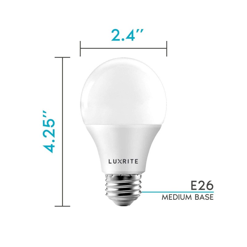 LUXRITE Dimmable 3500K LED Light Bulbs 800 Lumens Pack of