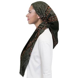 Pretied Head Scarf for Women Lightweight Pretied Bandana Tichel Head Scarves, Jewish Head Coverings for Women (2516 Dark Olive)