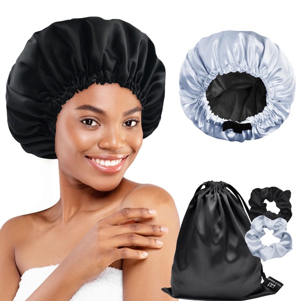 BONNET QUEEN Dual-Layer Reversible Silk Sleep Bonnet with Adjustable Elastic