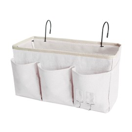 SMALIGOLA Bedside Caddy, Bedside Hanging Storage Organizer forBunk and Hospital Beds,College Dorm Bed，Can be Placed Glasses Books Mobile Phones (White 1)