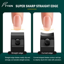 FVION 2 Piece Nail Clippers Set, Sharp Curved and Straight Nail Clippers for Fingernails and Toenails, Premium Nail Clippers Stainless Steel, Nail Clippers Nail Clipper (Black)