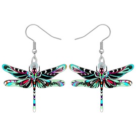 BAMAY Acrylic Dragonfly Earrings Insects Dangle Summer Jewelry Dragonfly Gifts for Women Girls Charms (Black)