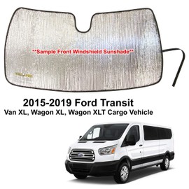 YelloPro Custom Fit Reflective Front Windshield Sunshade Accessories for 2015 2016 2017 2018 2019 2020 2021 2022 Ford Transit Van XL, Wagon XL, Wagon XLT Cargo Vehicle (Made in USA)