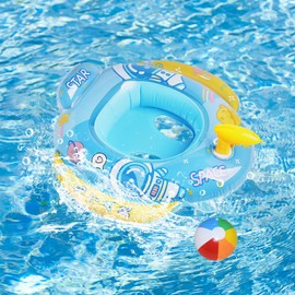 Baby Inflatable Pool Float Cartoon Swimming Ring,Blue Space Baby Swimming Float Inflatable Seat with Water Gun Inflatable Float for baby Kids Infant Boys Girls 1-5 Years