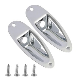 Nextpal 2 Pcs Guitar Jack Plate, Output Jack Socket Plate Compatible with Fender Stratocaster, Electric Guitar Parts Replacement Parts with Screws, Boat Style Loaded Sliver Finish