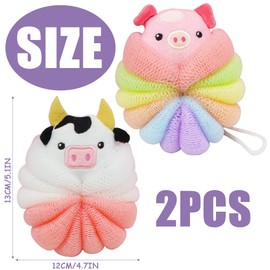 2PCS Bath Sponge Kids, Soft Cute Animal Shower Sponge, Kids Sponges for Bath, Soft Body Puff Sponges, Shower Washing Exfoliating for Kid (Set 1)