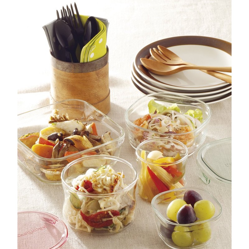 iwaki KT7400-P Heat-resistant Glass Storage Container, Pink, Round, SS 8.5