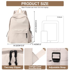 Lendolk Backpack Waterproof Laptop Backpack Work Backpack Lightweight Small Travel Backpack, A3-beige, Classic