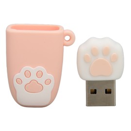 U Disk USB2.0 Hot Swap Cat Paw Shape Cartoon Style Portable Vibration Resistant Flash Drive for Win for OS X Pink 32G