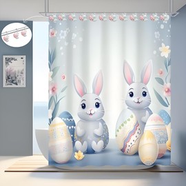 YOINIUEM 12-Pack Bunny Bathroom Hooks - Cute Animal Pattern Shower Curtain, Spring Home Decor, Shower Curtain Hooks for Kids and Adults