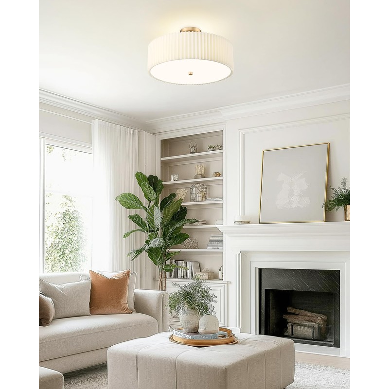 Audickic Gold Semi Flush Mount Ceiling Lights, 4-Light 18" Ceiling