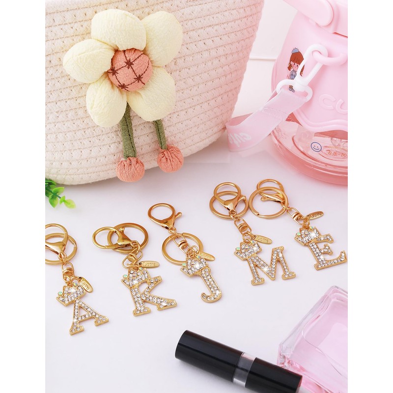 [Looking] Women Keychain Cute Stylish Alphabet Key Ring Pink Initial