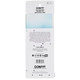 Conair Lift, Style & Detangle, Pink & Puarple, Comb Set - 3 Count