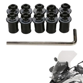 M5 Windscreen Screws, Fairing Windscreen Bolts, Motorcycle Windshield Mounting Screws, Windscreen Bolt Screws, Motorcycle Windshield Mounting Screws, 5 mm, Black, Pack of 10