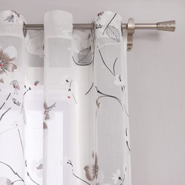 SCHOAL Curtains with Eyelets, Burnout Eyelet Curtains, Transparent Curtains, Voile in Country House Style, White Window Curtain, Living Room, 1 Piece, W x H 140 x 175 cm