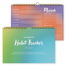 Habit Tracker Calendar for Daily, Weekly and Monthly Goals – Boost Productivity, Build Habits, & Stay Motivated – Chore Chart for Adults with Spiral Binding for Desk or Office (Gradient Table)