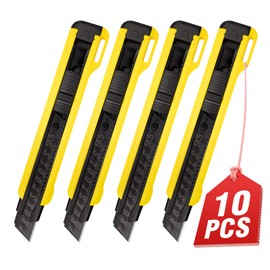 10 Stück Cuttermesser Set 18mm Kartonmesser Mehrzweck Messer Allzweckmesser sichermesser Teppichmesser mit Sicherheitslock Profi Cutter Messer Kuttermesser