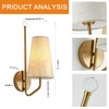 MHSNL Battery Powered Wall Lamps Set of 2,Gold Wireless Wall