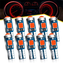 Antline T5 37 74 2721 PC74 PC37 LED Bulb Red, Super Bright Canbus Error Free 12 Volt Replacements for Interior Dashboard Indicator Instrument Panel Gauge Cluster Dome Map Lamp Lights (Pack of 10)