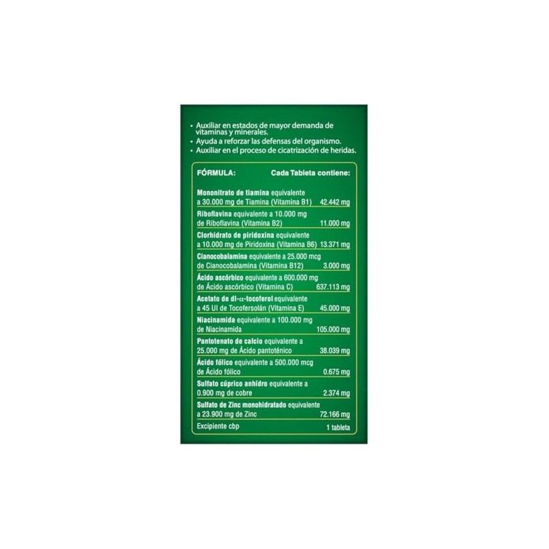 600 Multivitaminico Zinc Vitamina Frasco Tabletas