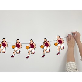 AK Giftshop Basketball Player Bunting Party Decorations - 12pcs / 2.5m Ribbon