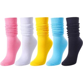 Zmart Colorful Slouch Socks For Women Girls, Scrunch Socks Women, Cotton Long High Tube Socks White