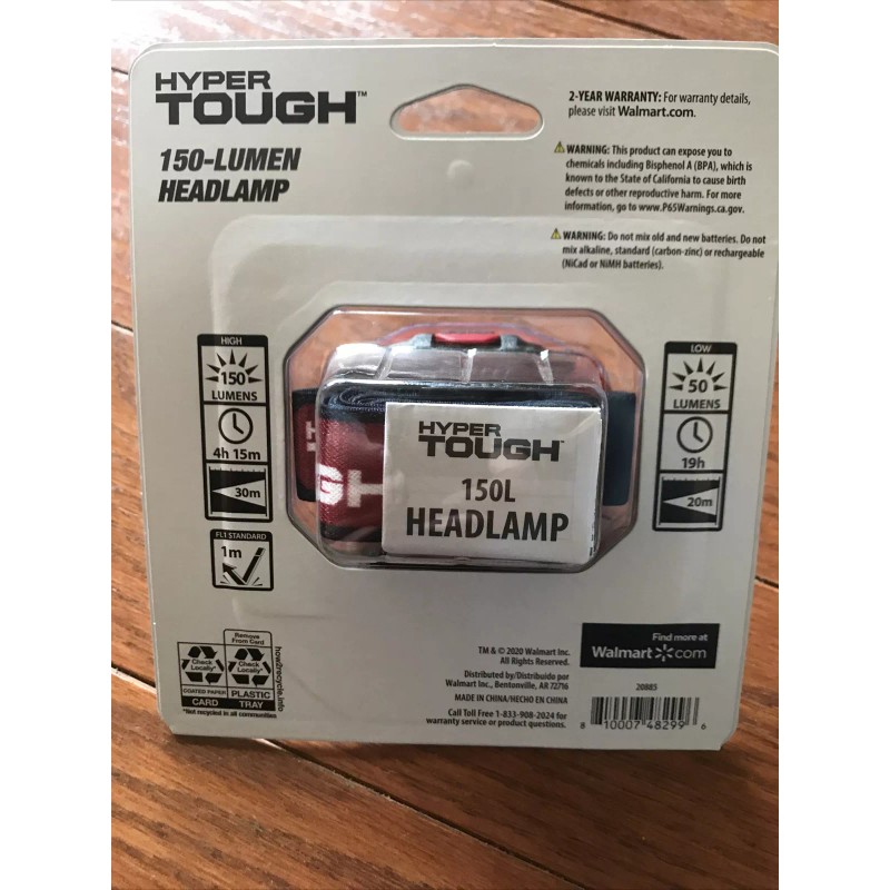 Hyper Tough 150-Lumen LED HEADLAMP 2 Modes,HIGH-Low