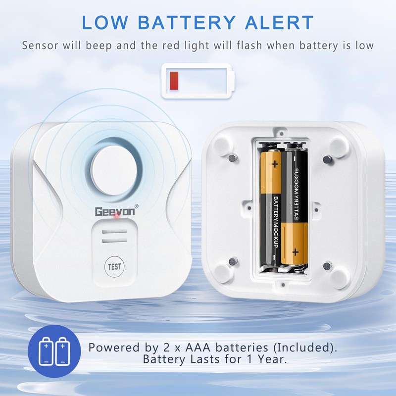 Geevon 10 Pack Water Leak Detectors for Home, 100dB Loud