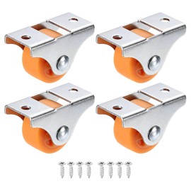PATIKIL 1" Mini Fixed Plate Caster Wheels, 4 Pack Low Profile Caster PP Wheels with M4 Screws Total Load Capacity 53 Lbs for Drawers Cabinet Rolling Small Furniture Orange