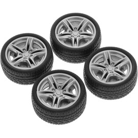 4Pcs Black Tires,48mm Simulation Rubber Wheel,Tire and Wheel Sets DIY,Tire Wheel Model,RC Spare Parts Easy Installation Small in Size,Remote and App Controlled Vehicles and Parts,Wheels and Tires