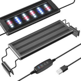 PYPABL USB Mini Aquarium LED Light, Full Spectrum Aquarium Light with Extendable Brackets, Adjustable Aquarium Plant Light with External Controller, for Freshwater Tank (21-33CM)