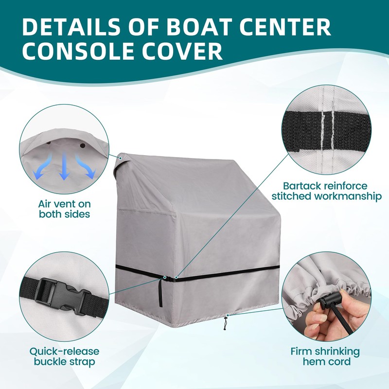 900D Boat Center Console Cover for Outdoor Storage with Large