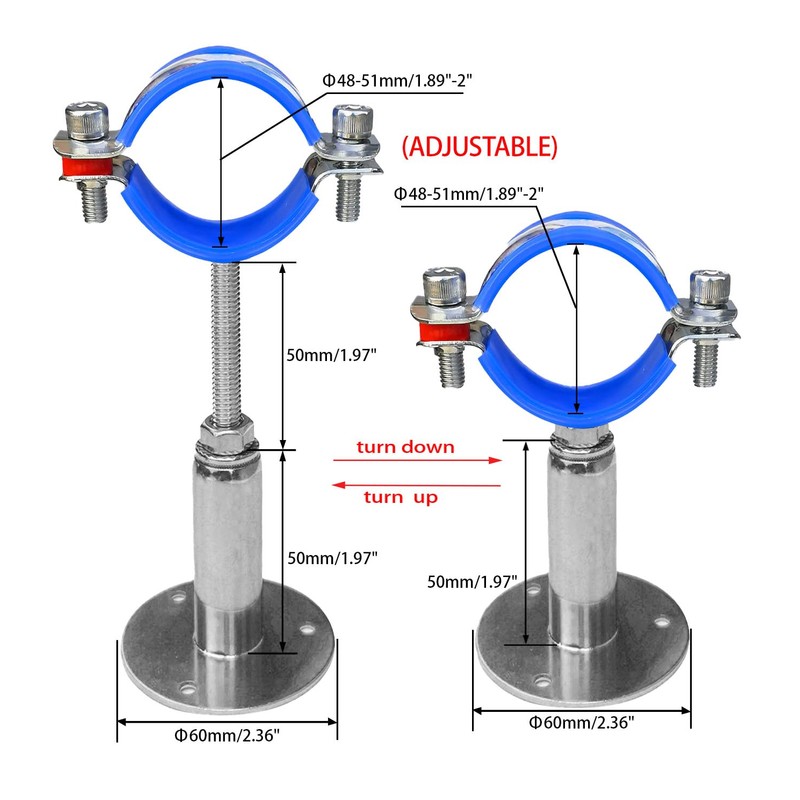 POTONZ Wall Mount Ceiling Mount Pipe Supports,Adjustable Pipe Clamps、Hangers、 Stainless
