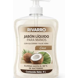 Jabón Líquido Para Manos con Glicerina y Aloe Vera, Aroma, 4 Litros, Fórmula Suave y Efectiva, Elimina 99% de Bacterias, Para Cocina, Oficina y Baño (
