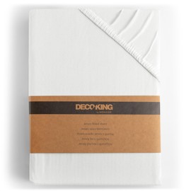 DecoKing Fitted Sheet 100% Cotton Jersey Box Spring Bed Fitted Sheet White Amber Collection
